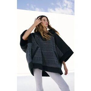 Free People Movement Heritage Oversized Poncho XS Black & Grey